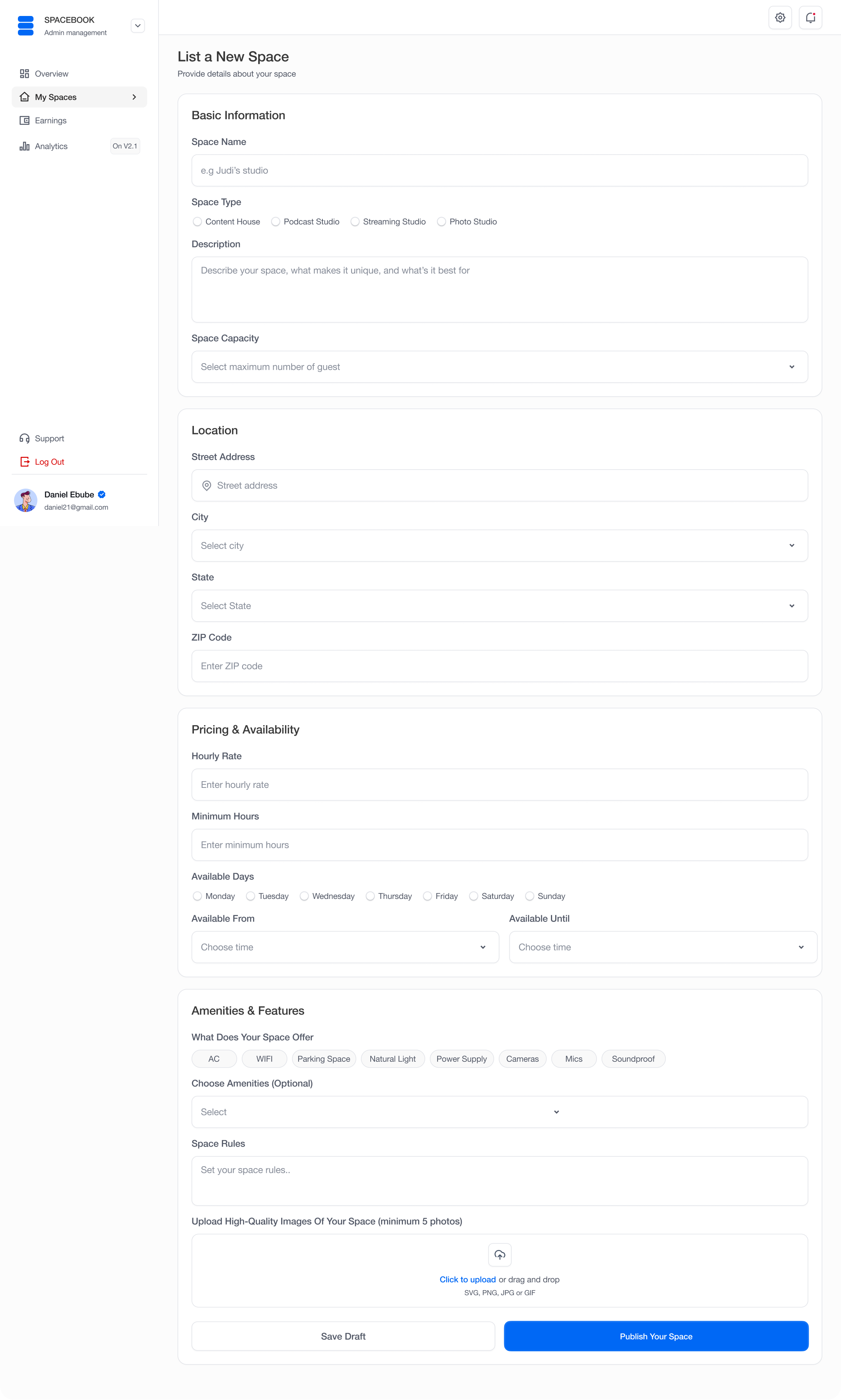 List a New Space